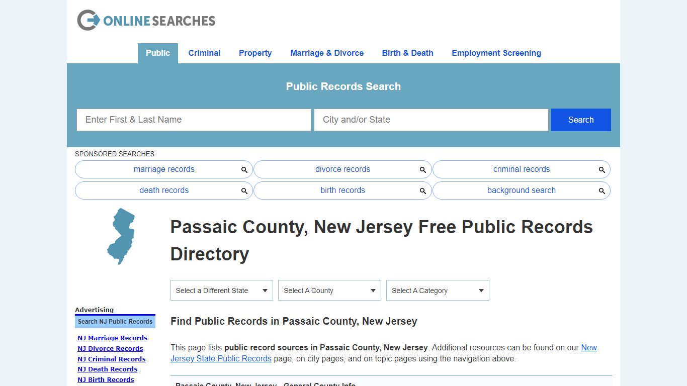 Passaic County, New Jersey Public Records Directory